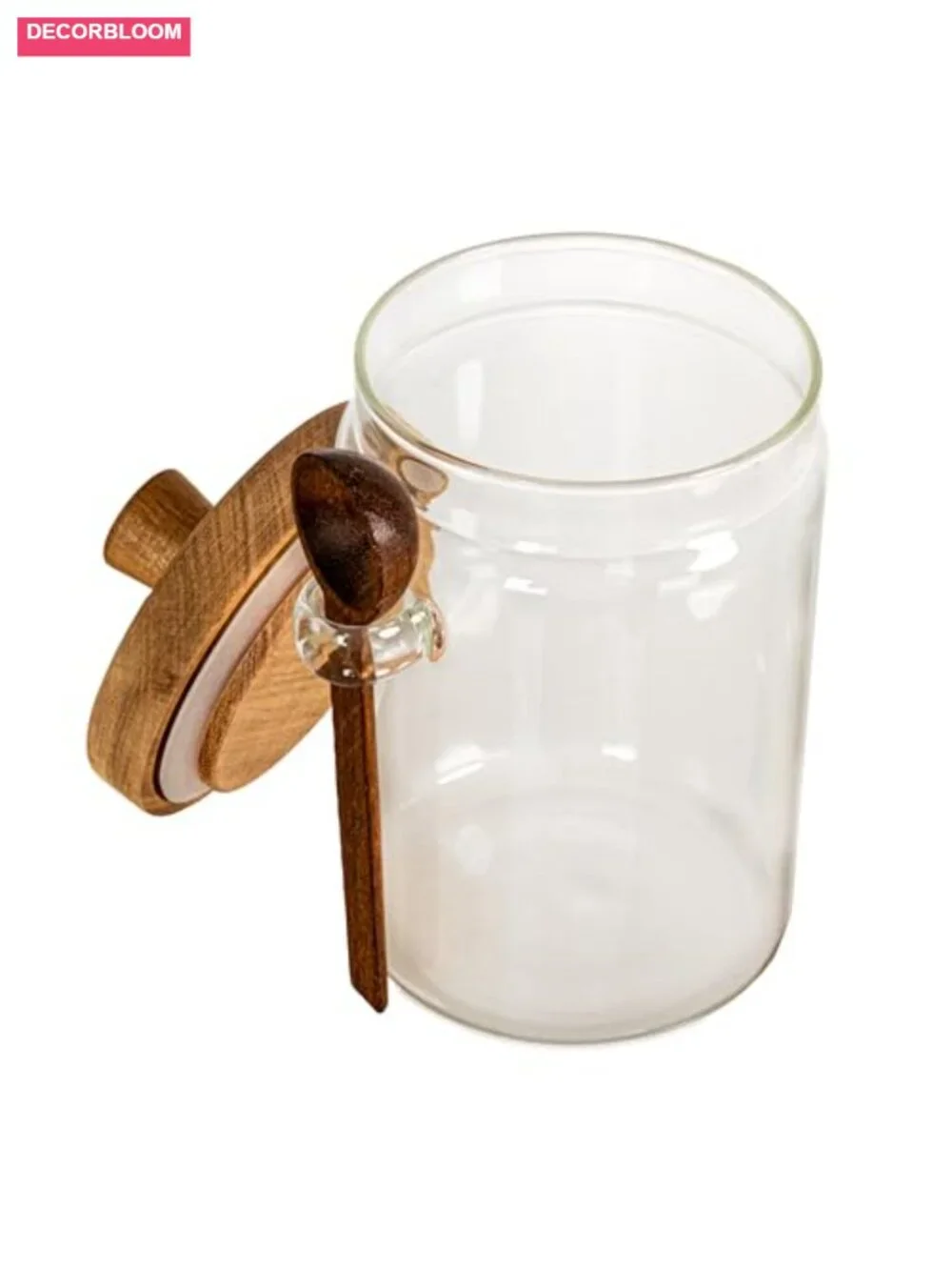 Glass Canister with Acacia Wood Lid and Spoon